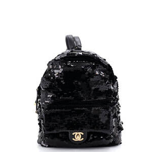 Chanel Mini CC Front Pocket Backpack Sequins with Leather